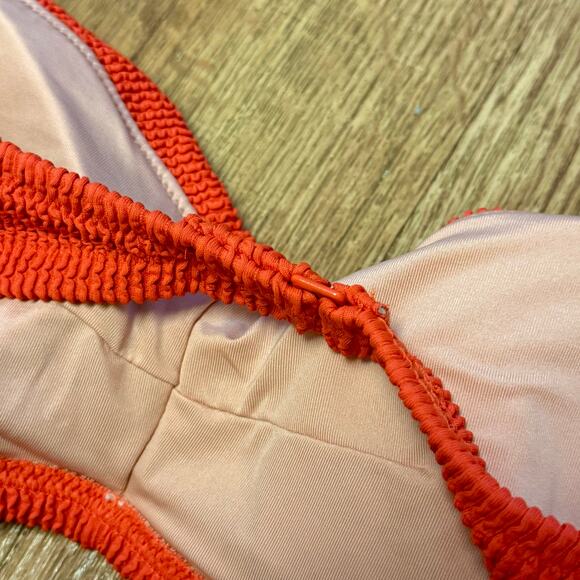 J. Crew Orange Scrunchie Sweetheart Bikini Top Size 2X - Picture 5 of 8